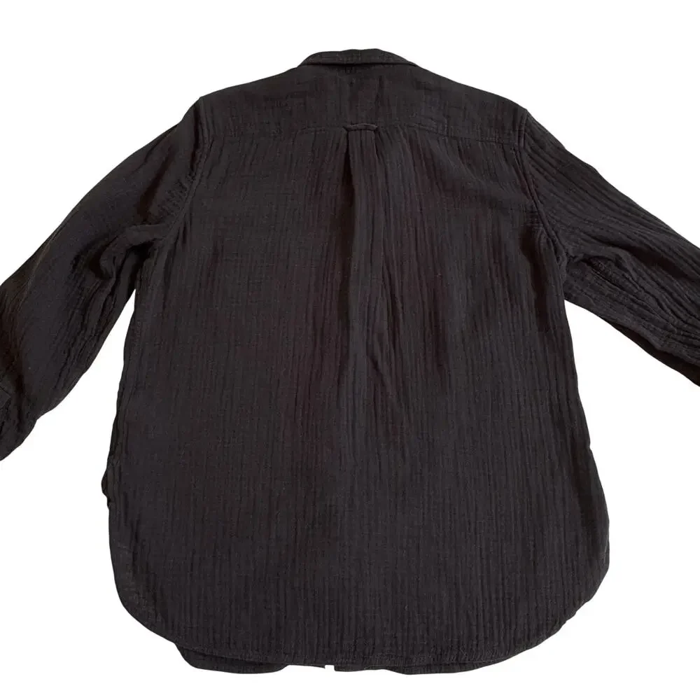 J. Crew Garçon Classic Fit Double Bauze Shirt Blouse Black Size 10 Beach Preppy
